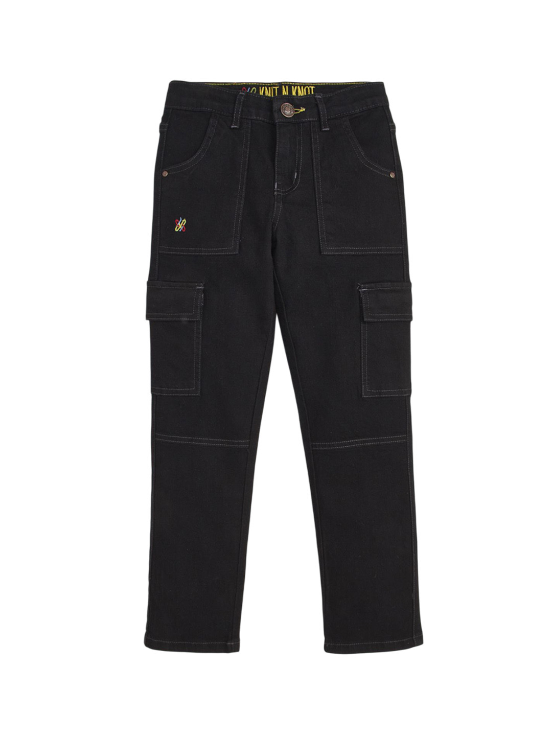 Knit N Knot Boys Regular Fit Mid-Rise Stretchable Cargo Styles Jeans