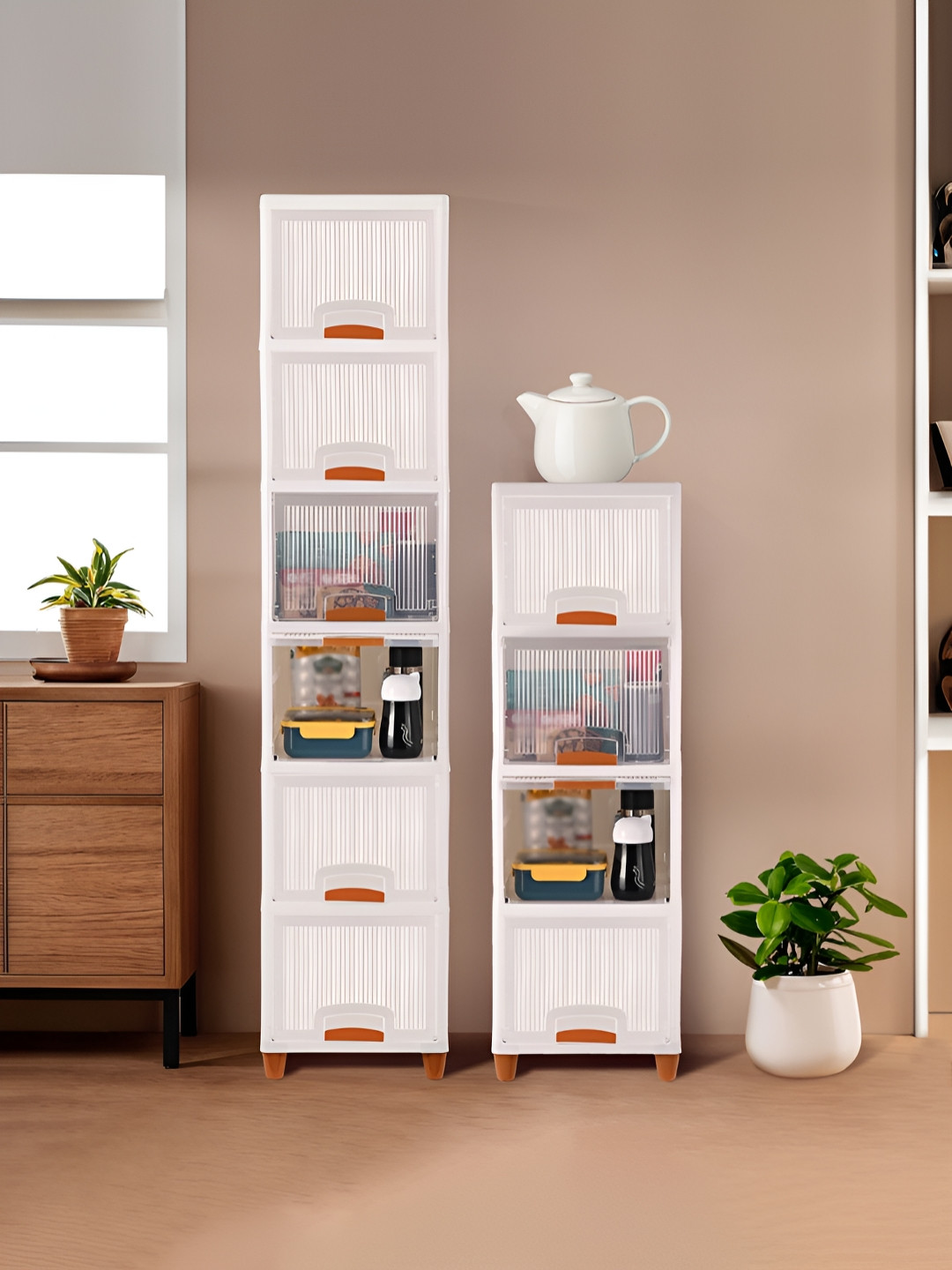 Myntra Elegant Homes White & Transparent 2 Pieces 10 Tier Cabinet Drawer Organisers