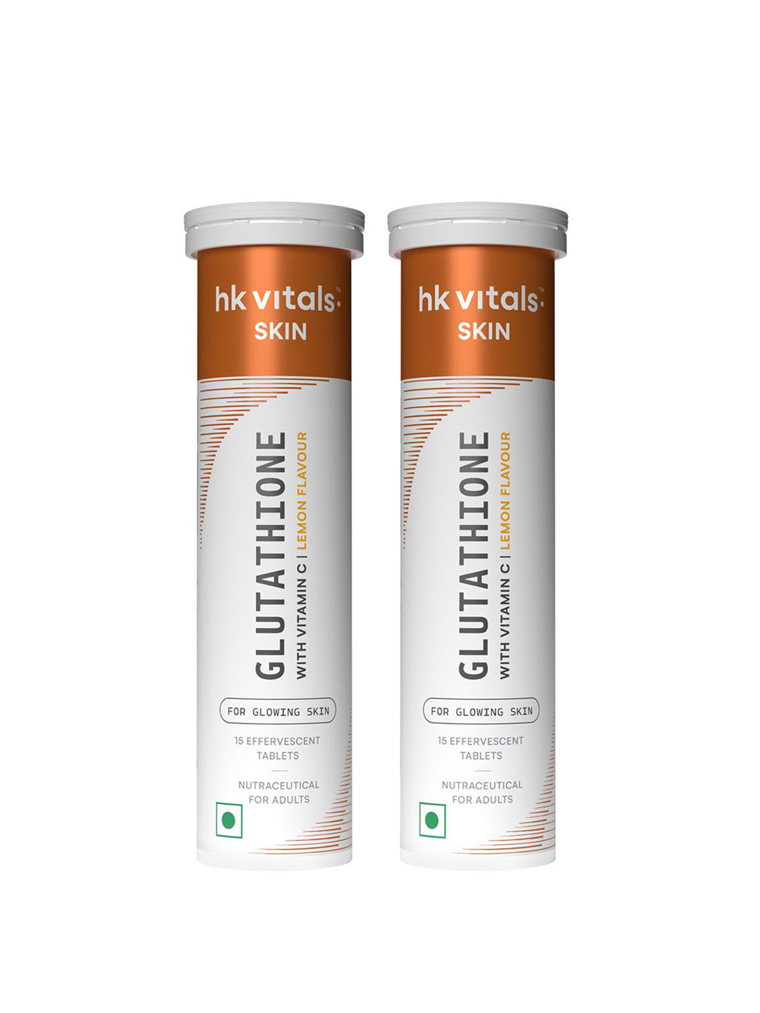 HK VITALS Set Of 2 Glutathione Effervescent Tablets- 15 Tablets Each- Lemon