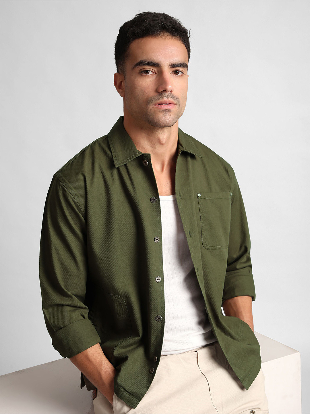 Beyoung Men Classic Fit Solid Cotton Shirt