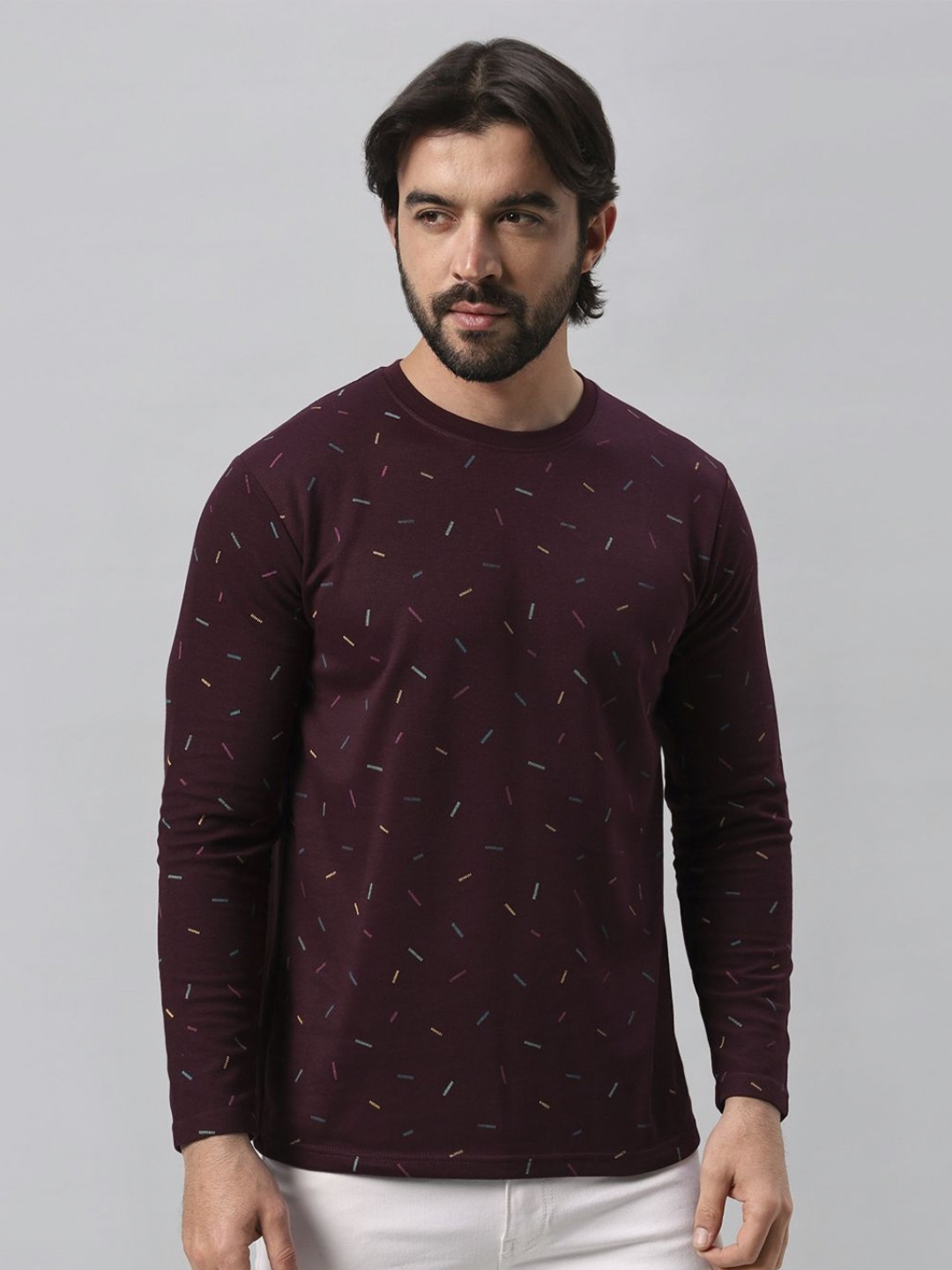 BE POSITIVE Abstract Printed Round Neck T-shirt