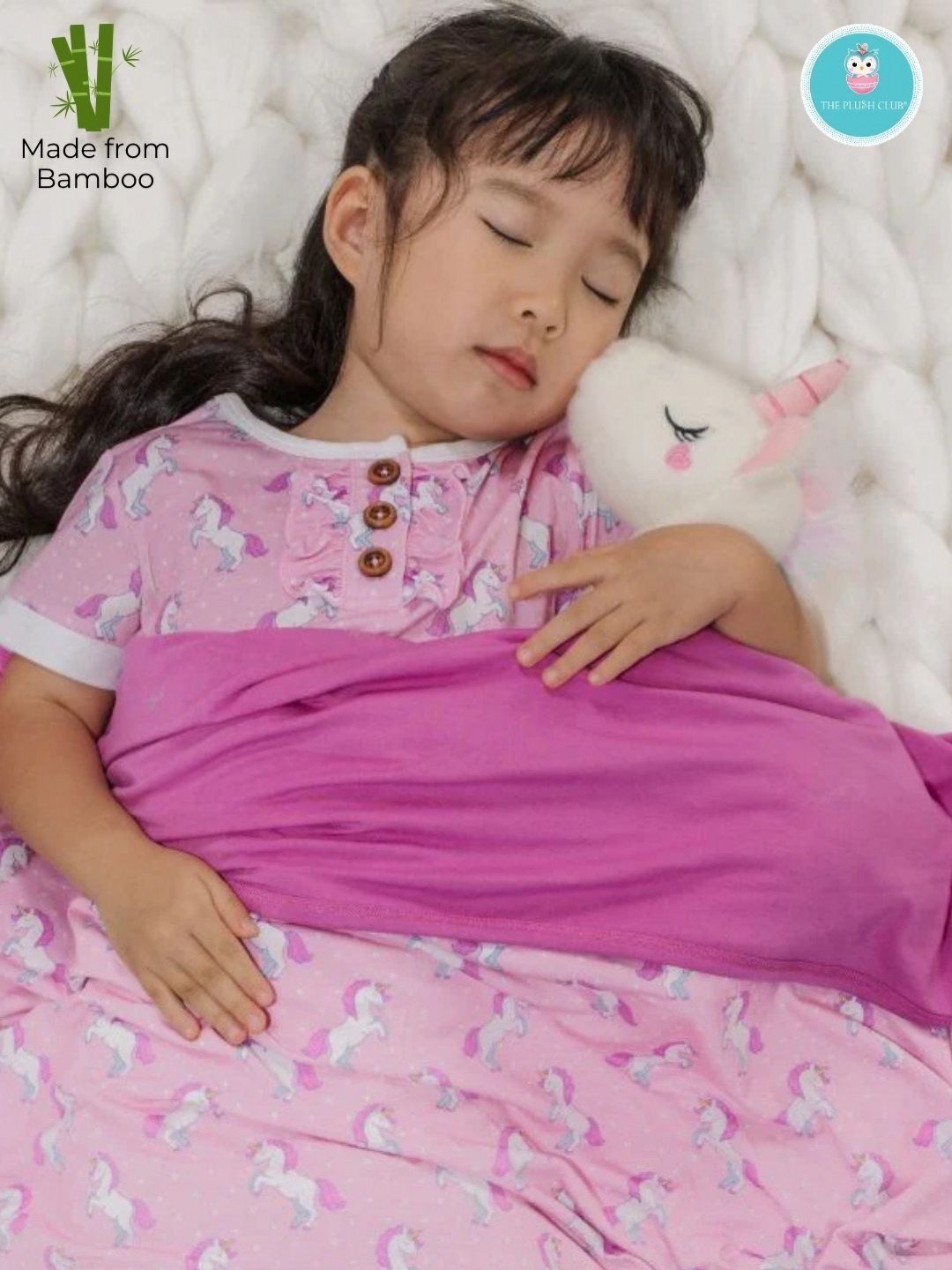 THE PLUSH CLUB Pink & White Geometric Single Bed Bamboo Blanket