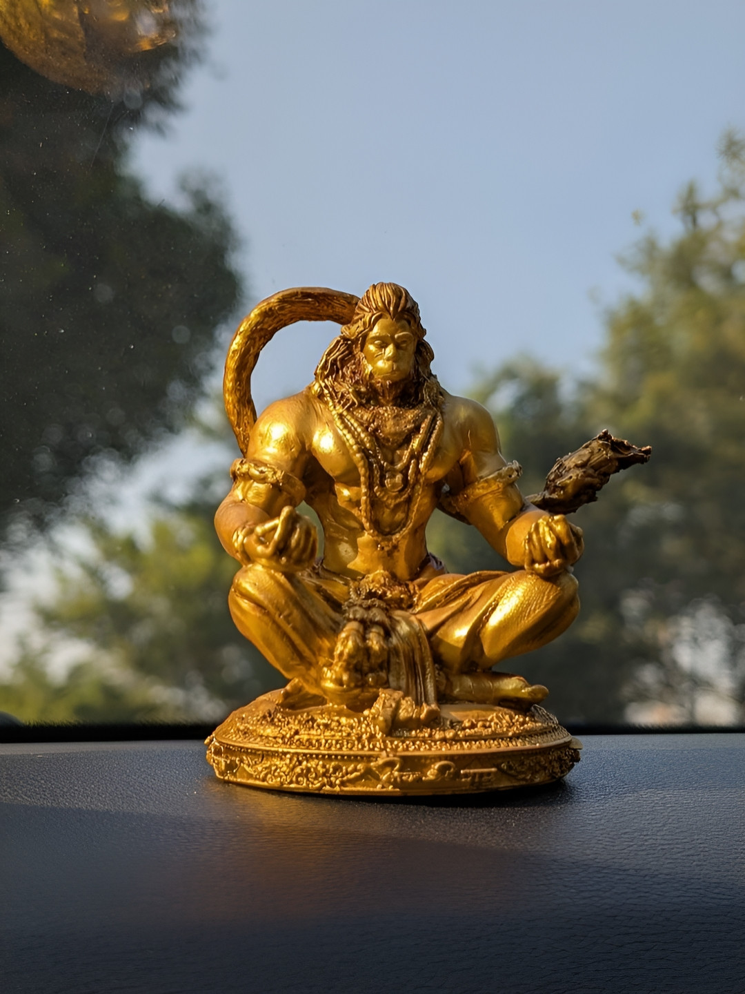 Fabzie Decor Hanuman Ji Meditation Brown Marble Glossy Prayer Room Tiny Showpiece -