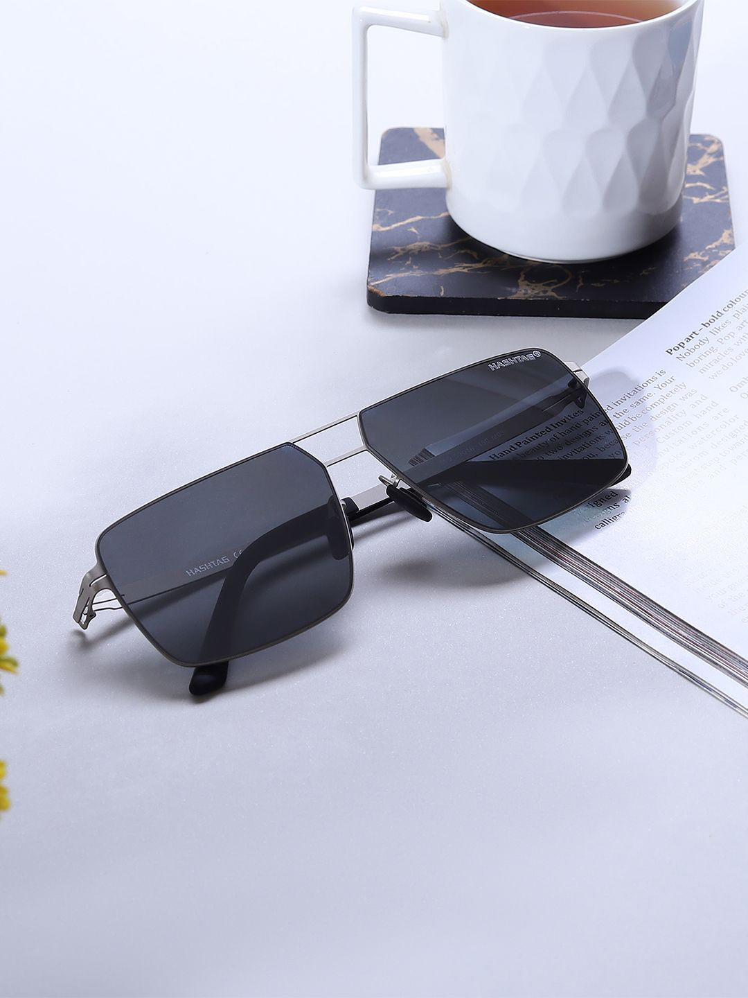 HASHTAG EYEWEAR Men Rectangle Sunglasses with UV Protected Lens EVAI-7309-M01
