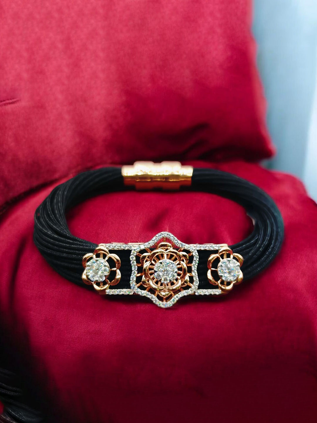 SilverAura 925 Sterling Silver Rose Gold-Plated Cubic Zirconia Bracelet