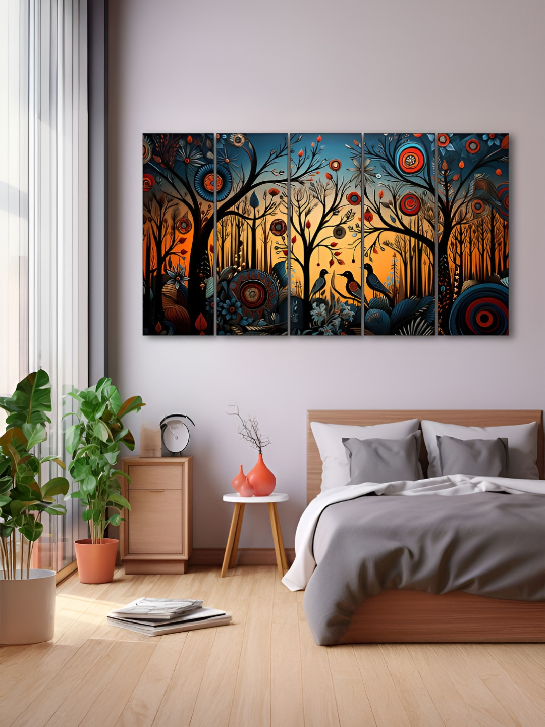 The Castle Decor Green & Black 5 Piece Wood Other Wall Paintings