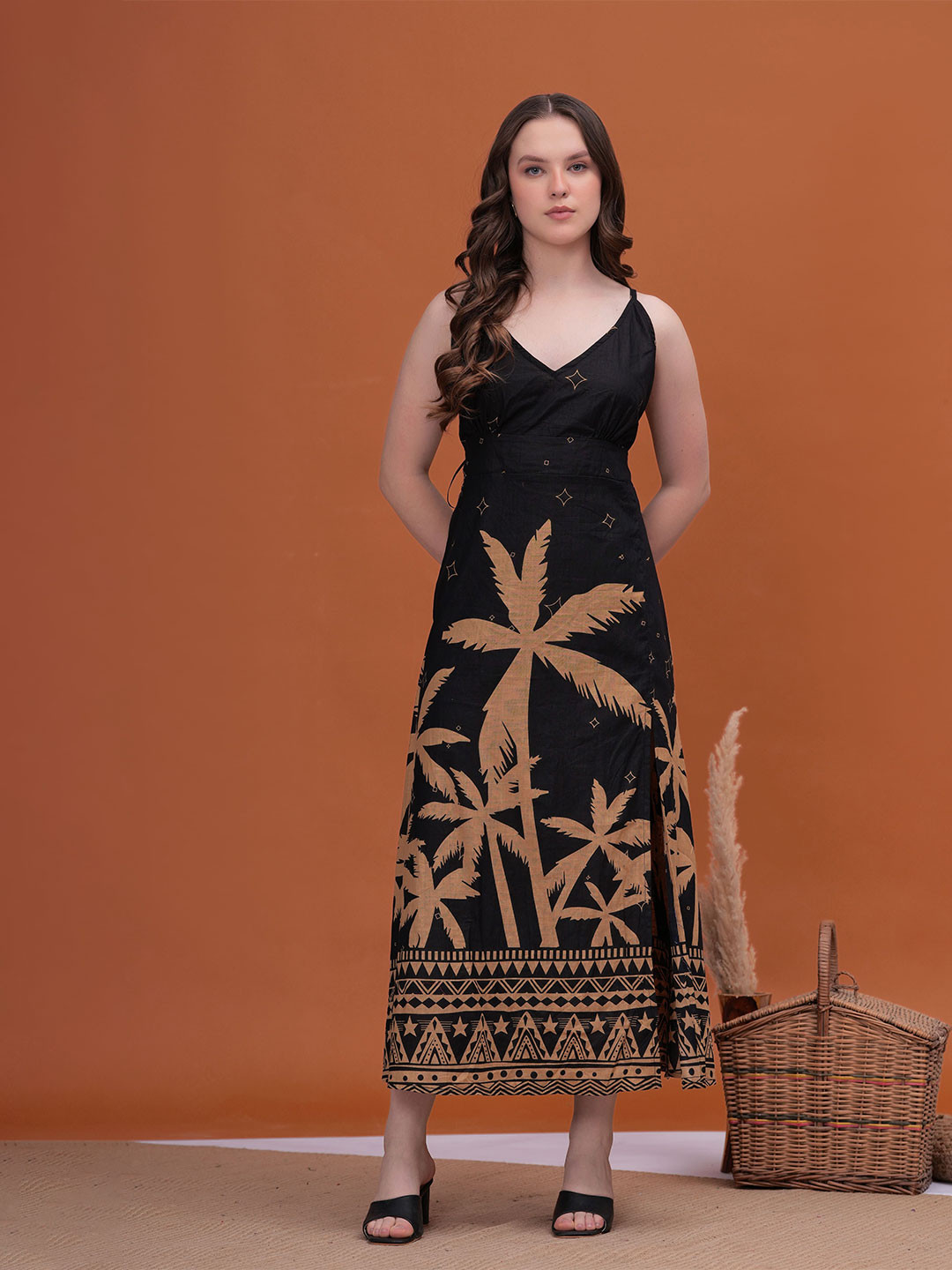 Sencei Print Maxi Three-Quarter Dress