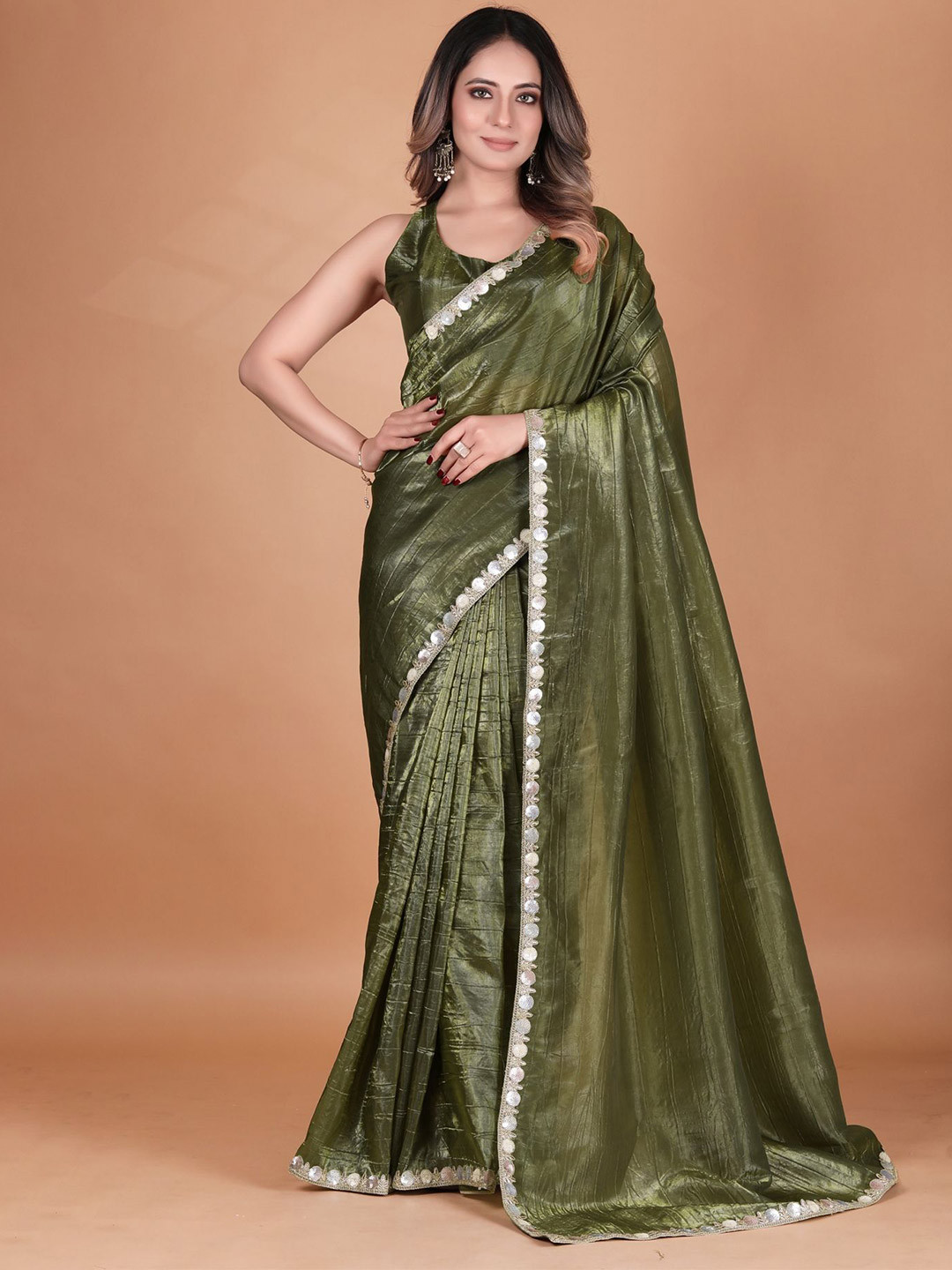 Anneca Sequinned Embellished Crush Tissue Party Saree