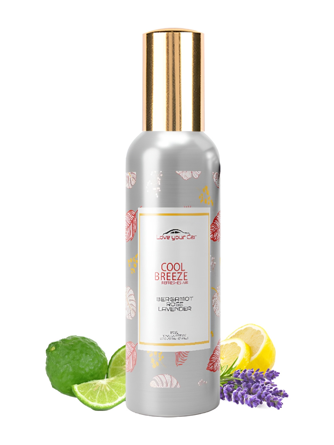 Love Your Car Grey & Yellow Bergamot Rose Lavender Breeze Long Lasting Air Freshener