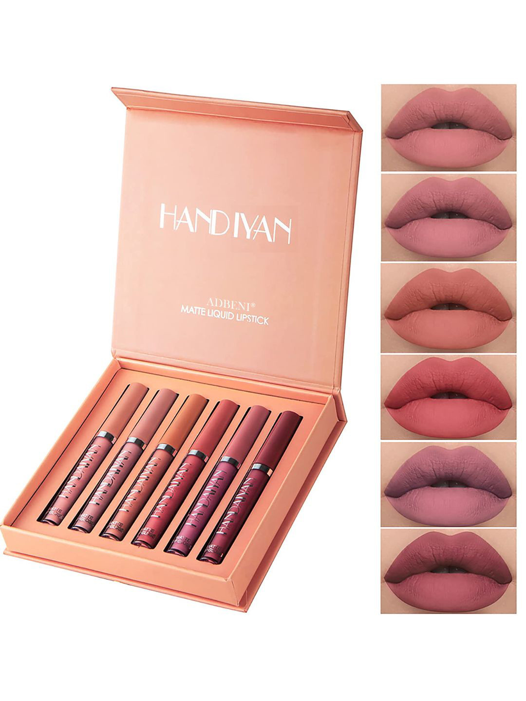 Adbeni Set Of 6 Handiyan Matte Liquid Lipstick - 2.5 ml Each - 01 -02 - 03 - 04 - 05 - 06