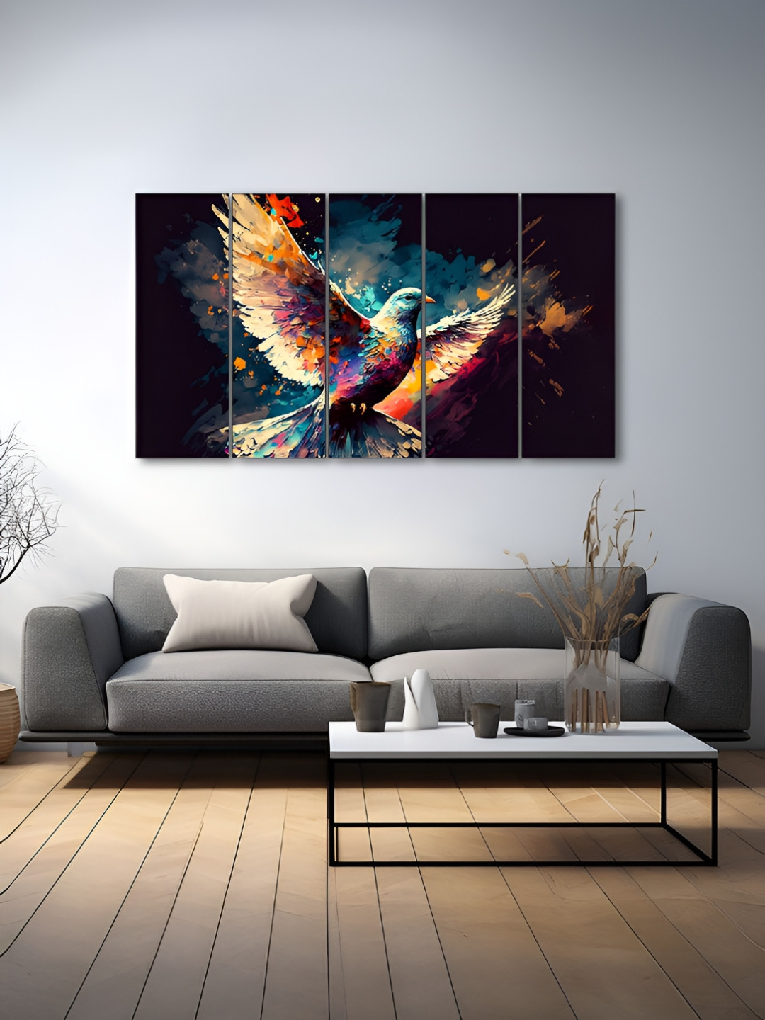 The Castle Decor Blue & Pink 5 Pieces Bird Wooden Wall Arts