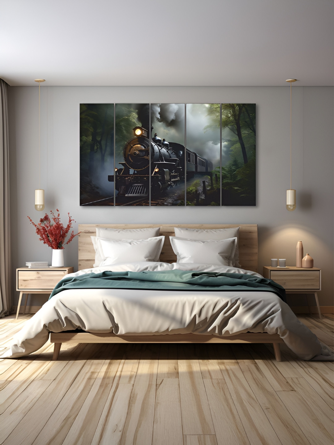 The Castle Decor Black 5 Piece Wood Other Wall Paintings