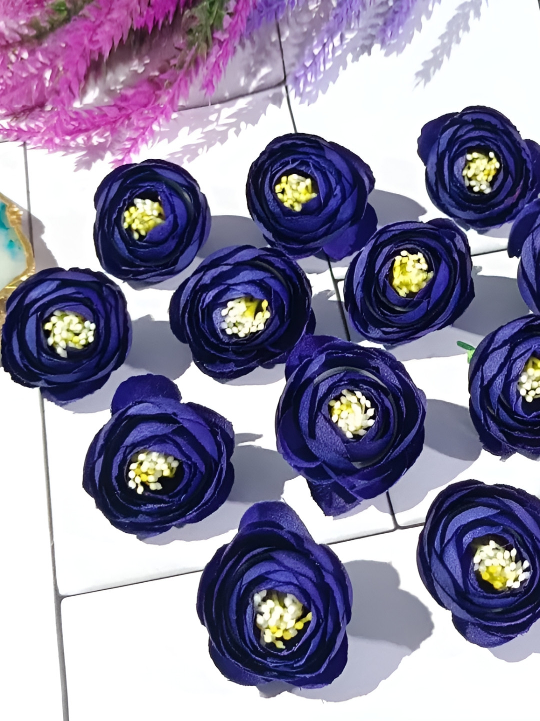 Nutts Blue 10 Pieces Peony Artificial Flower