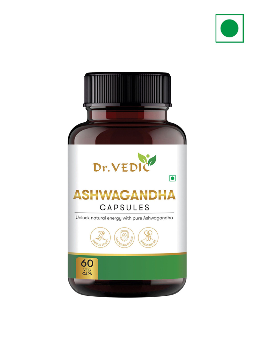 Dr Vedic 100% Pure Ashwagandha Capsules- 60 Capsules