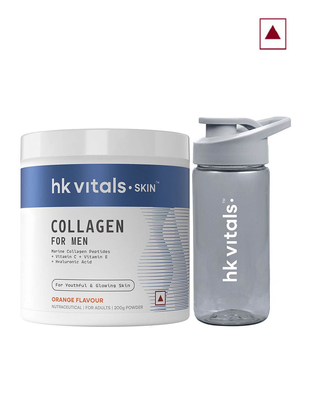 HK VITALS Marine Collagen Supplement For Men- 200 g- Orange With Sipper Bottle