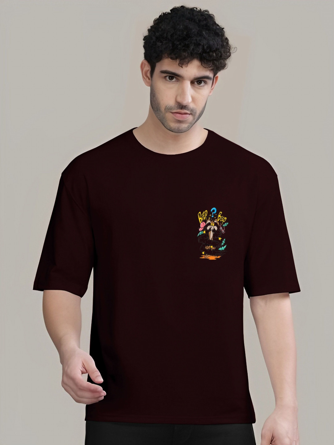 SZN Men Wile E. Coyote Humour and Comic Round Neck T-shirt