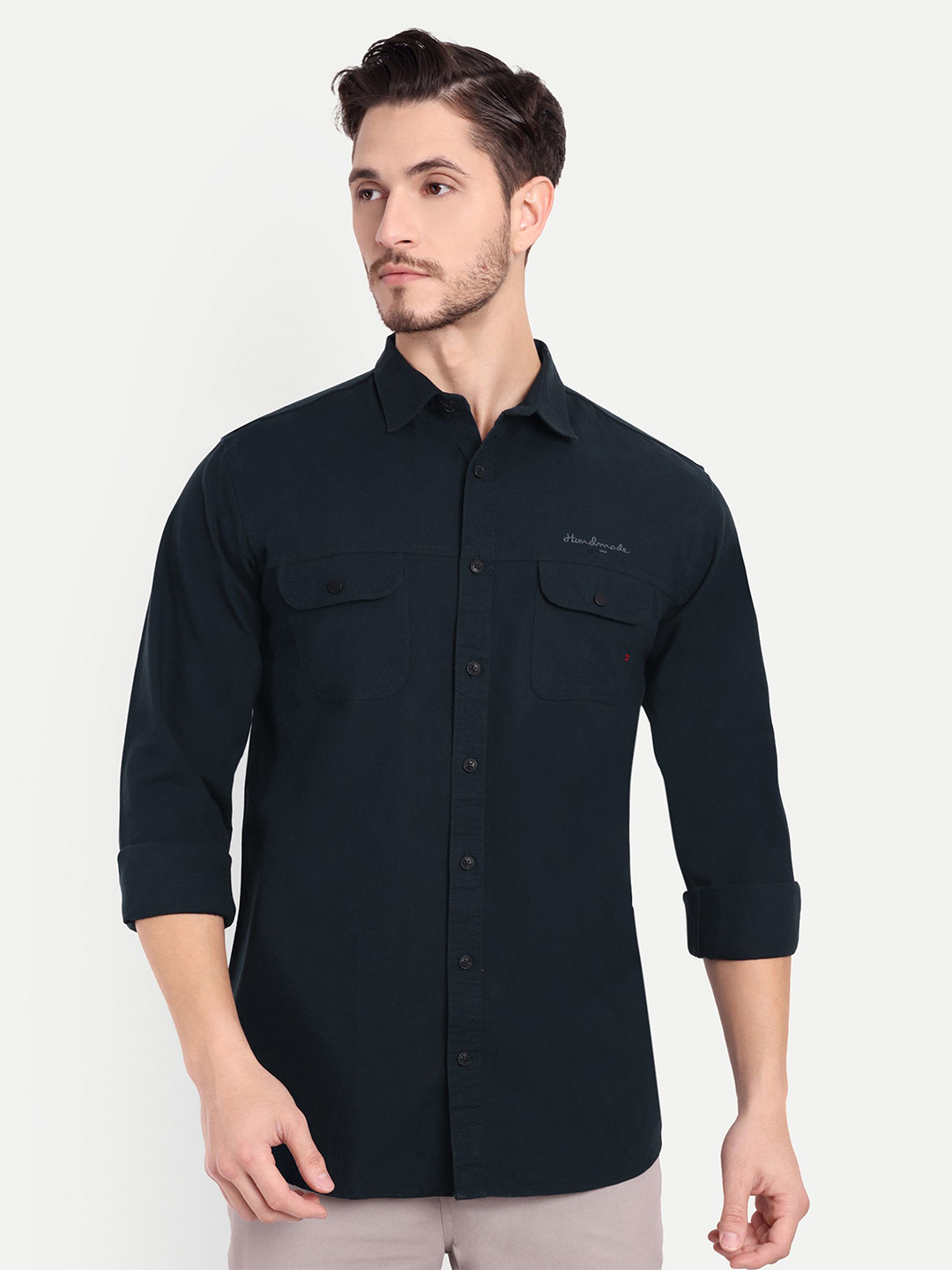 SUI DHAGA Comfort Relaxed Fit Oxford Cargo Opaque Cotton Casual Shirt