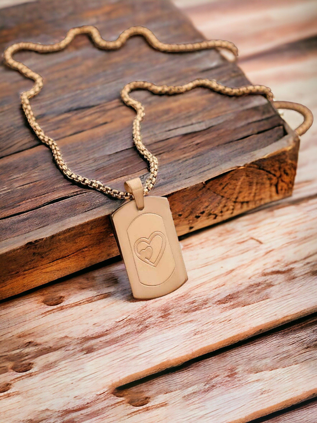 LAKSH Copper-Plated Square Pendants with Chains