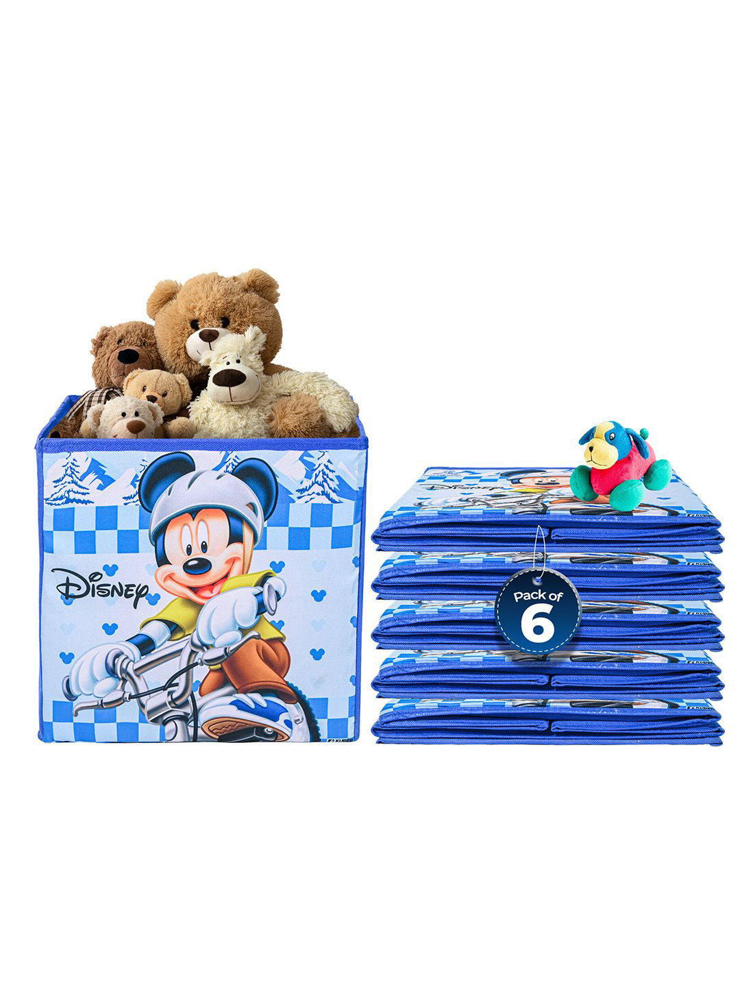 Kuber Industries Blue & White 6 Pieces Disney Mickey Square Multi-Utility Organisers