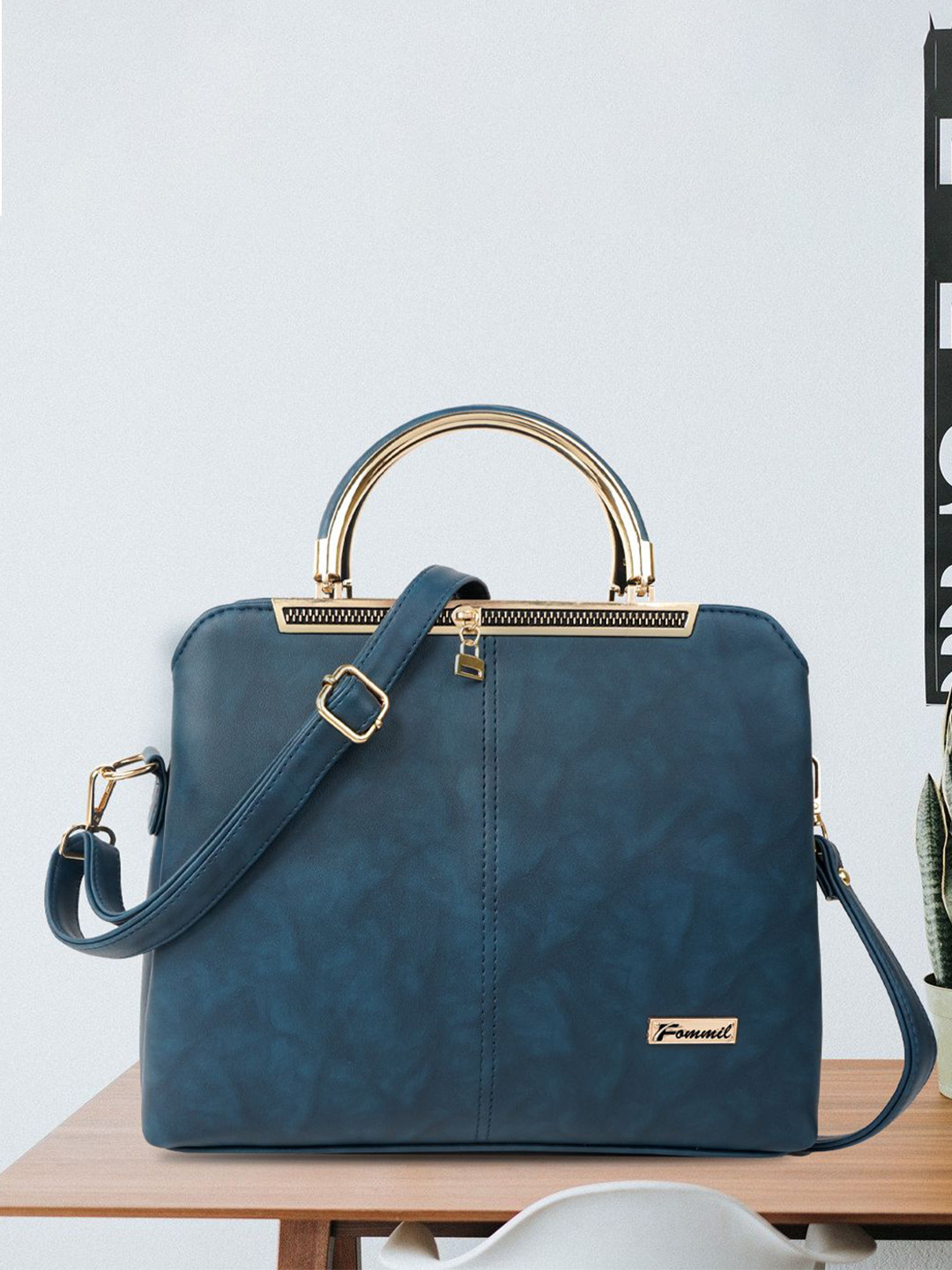 FOMMIL Colourblocked Structured Satchel With Applique