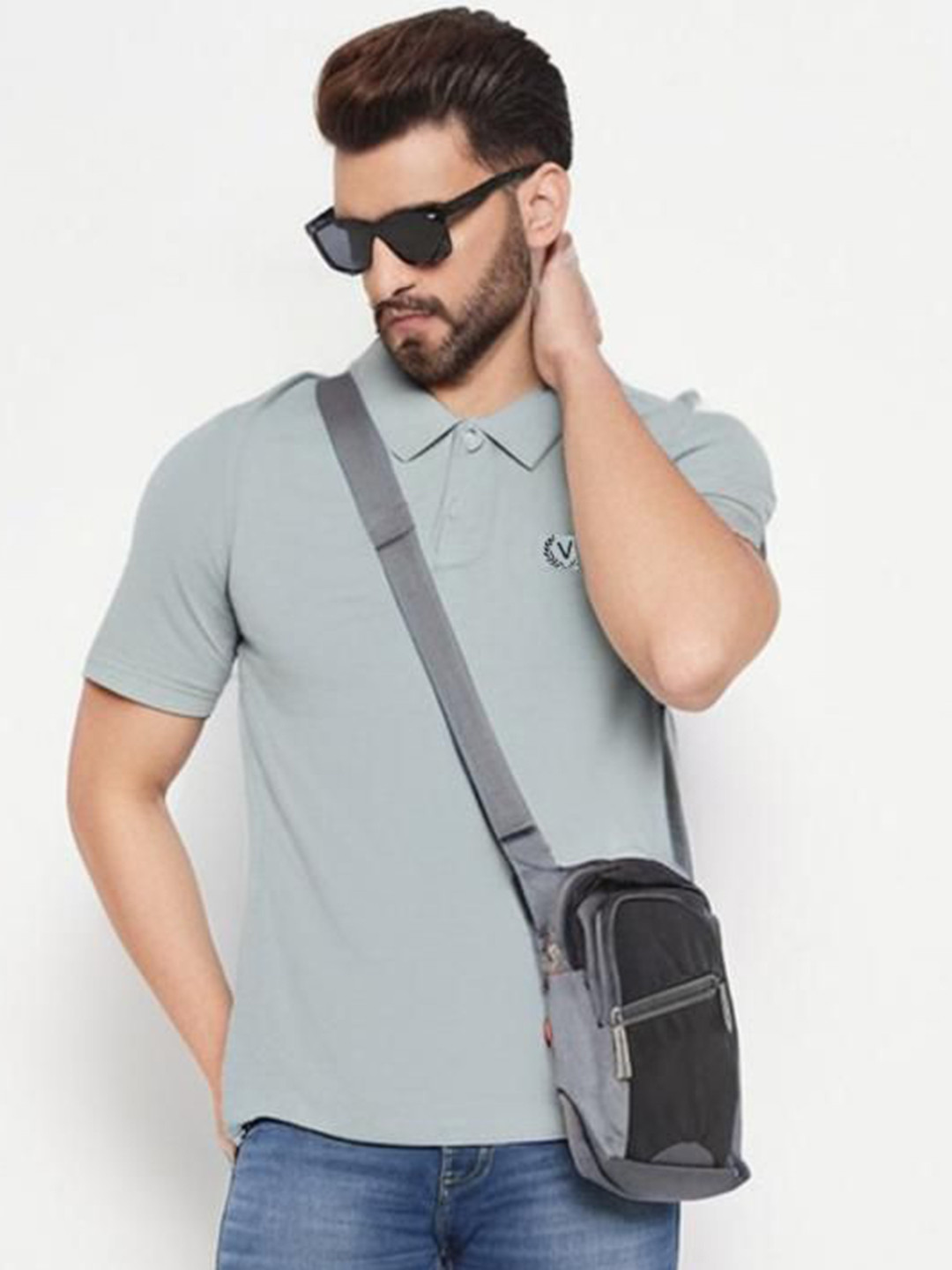 MACK JONNEY Solid Polo Collar Cotton T-shirt