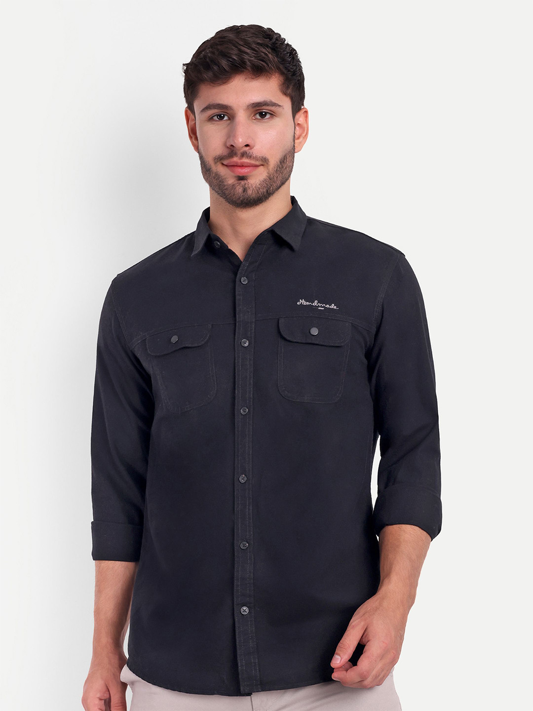SUI DHAGA Comfort Relaxed Fit Oxford Cargo Opaque Cotton Casual Shirt