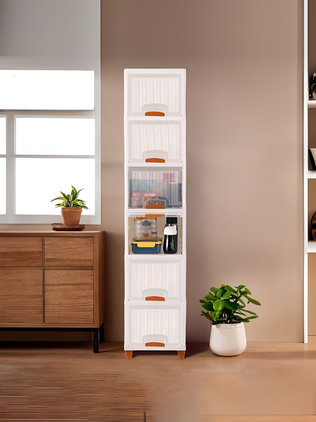 Myntra Elegant Homes White & Transparent 6 Tier Cabinet Drawer Organisers