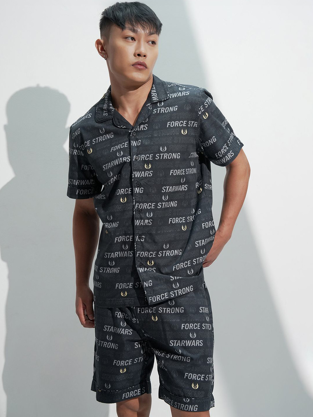 HIGHLANDER Star Wars Printed Cotton Shirt With Shorts Co-Ords
