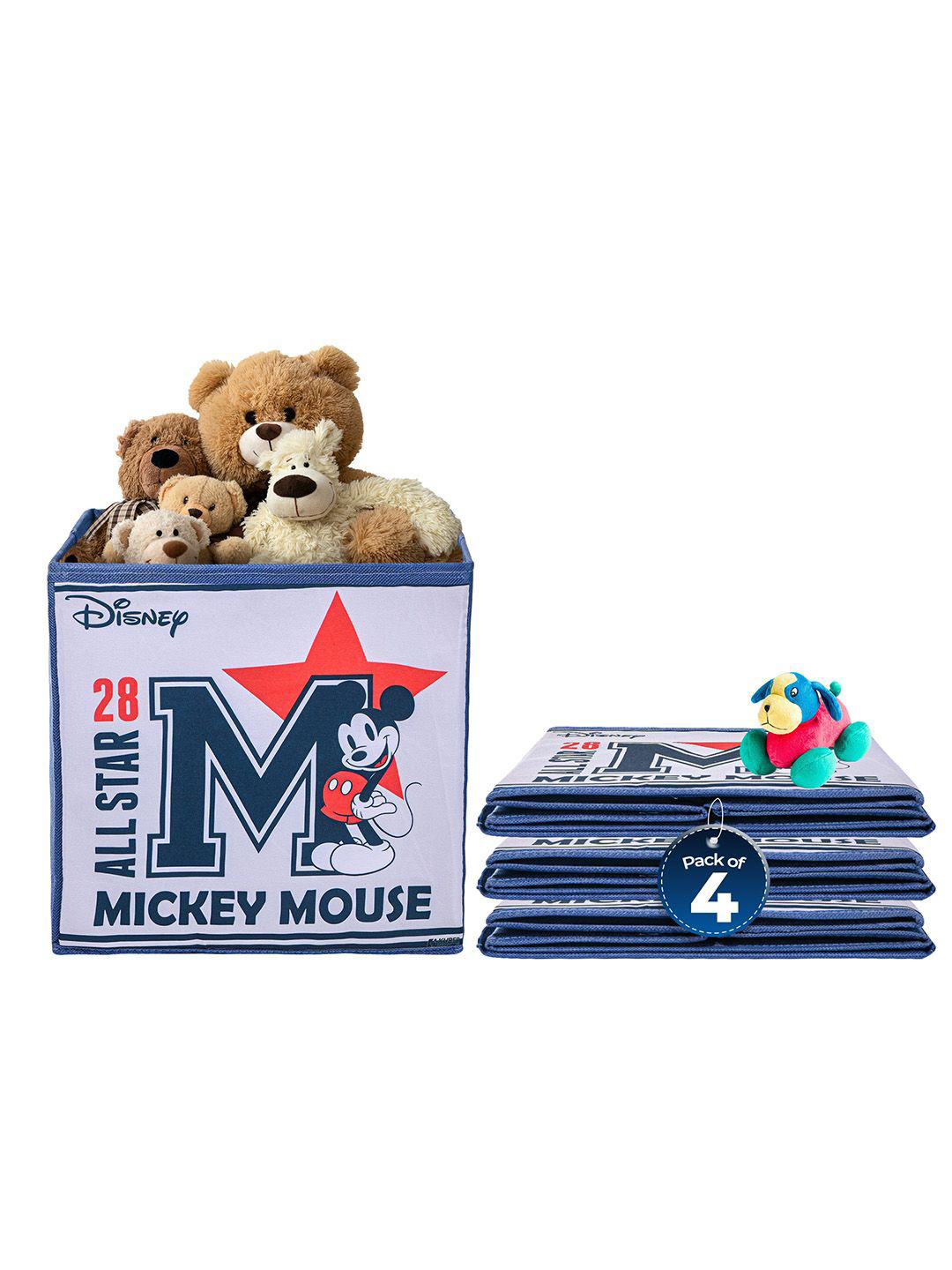 Kuber Industries Navy Blue & White 4 Pcs Disney Mickey Star Multi-Utility Organisers