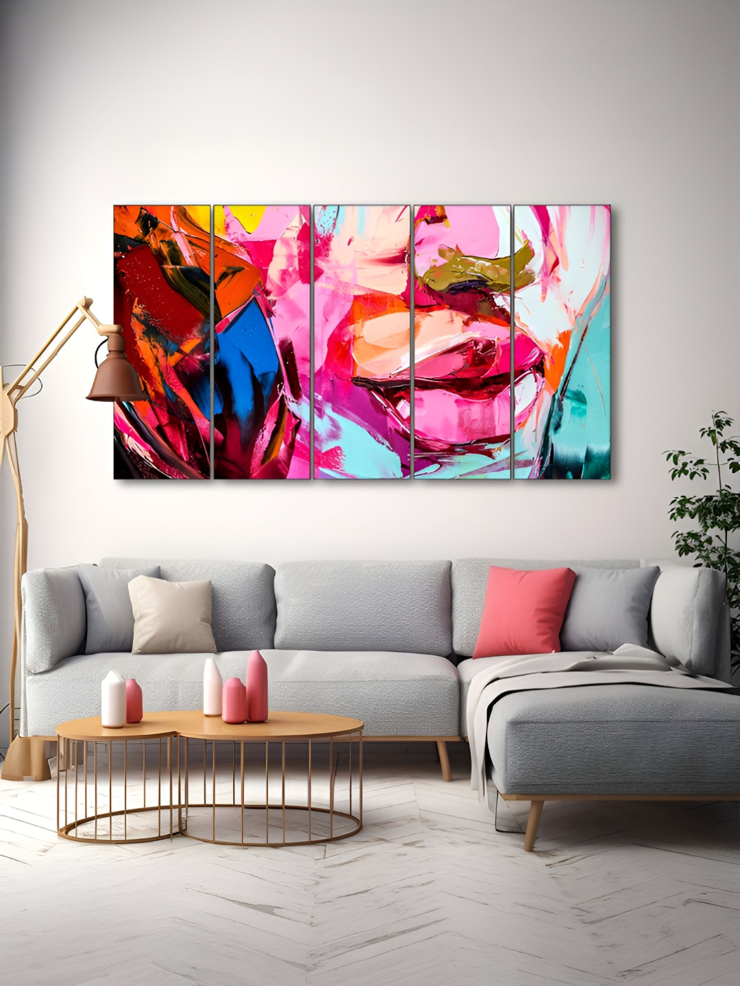 The Castle Decor Pink & Blue Abstract Wooden Wall Arts