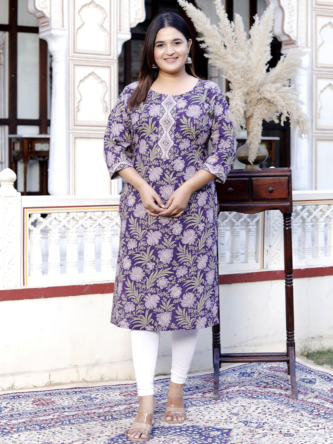 Jevi Prints Women Floral Printed Indie Florals Cotton Kurta