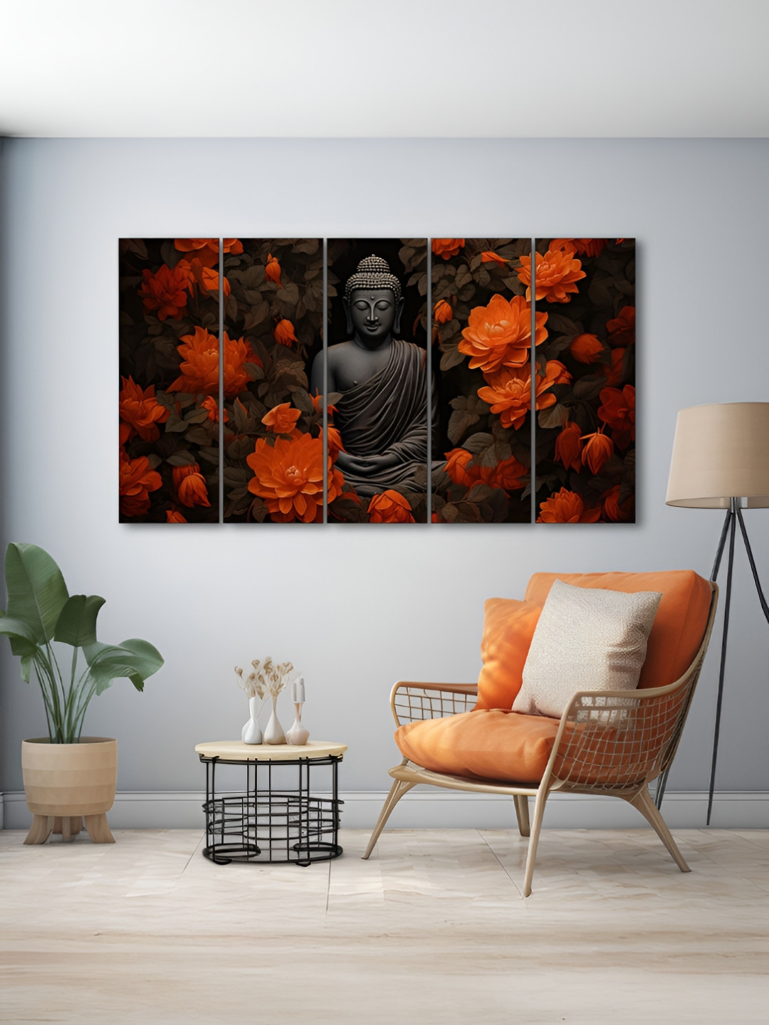 The Castle Decor Wood 5 Pcs Wall Rectangle Paintings Wall Art - 28x48In