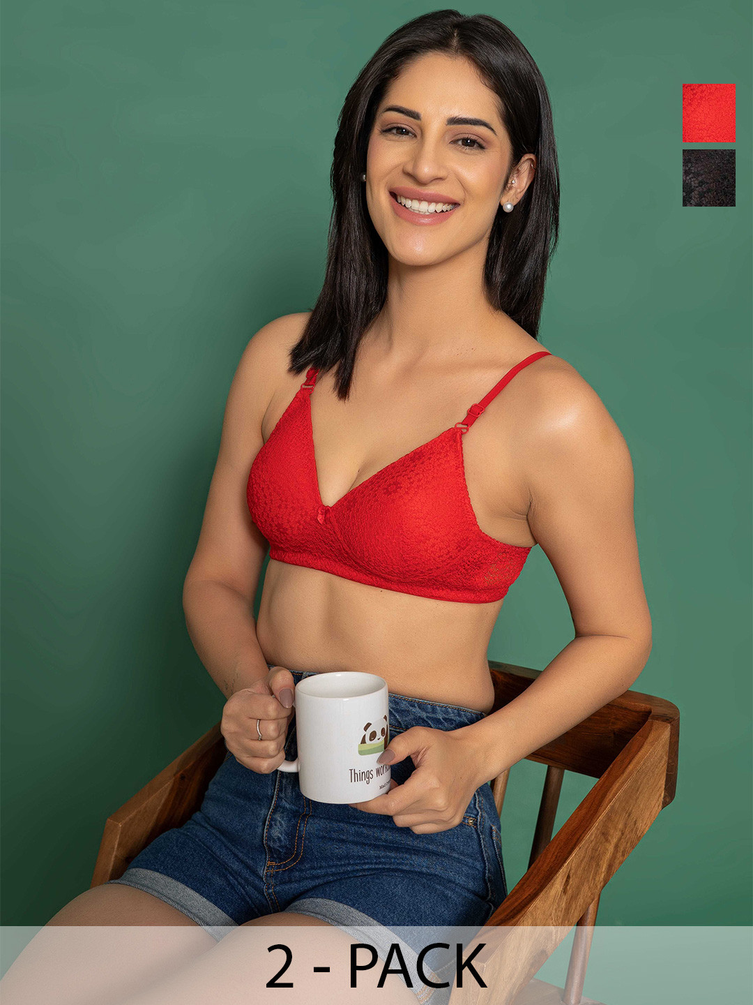 DressBerry Floral Pack of 2Medium Coverage Heavily Padded Bra