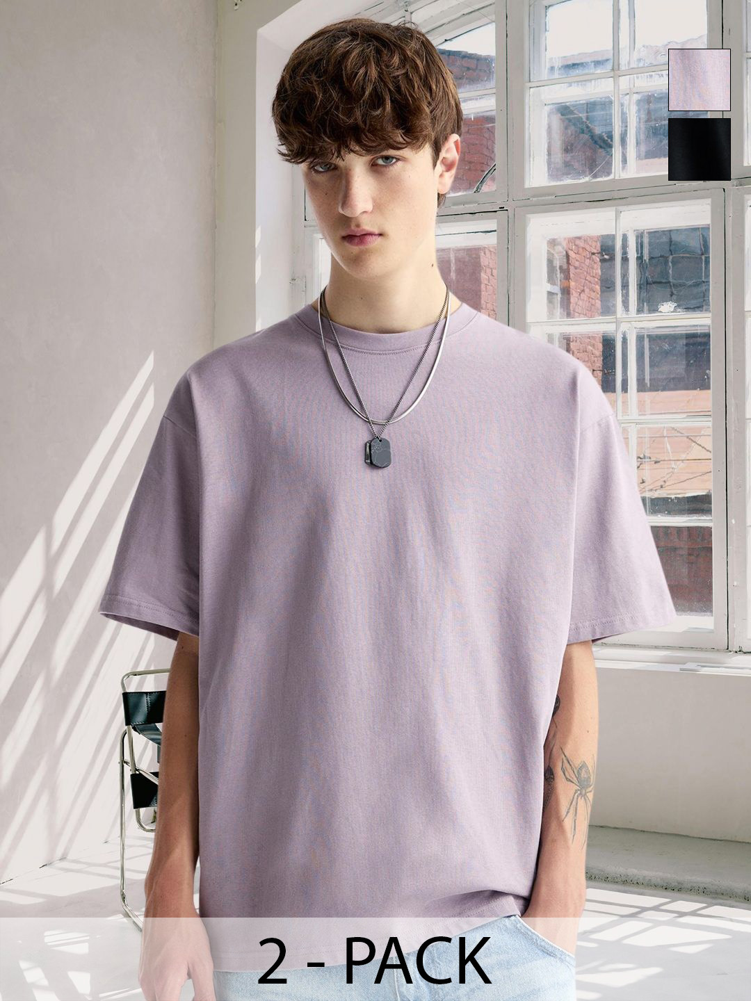 PRONK Pack Of 2 Round Neck Cotton T-shirts