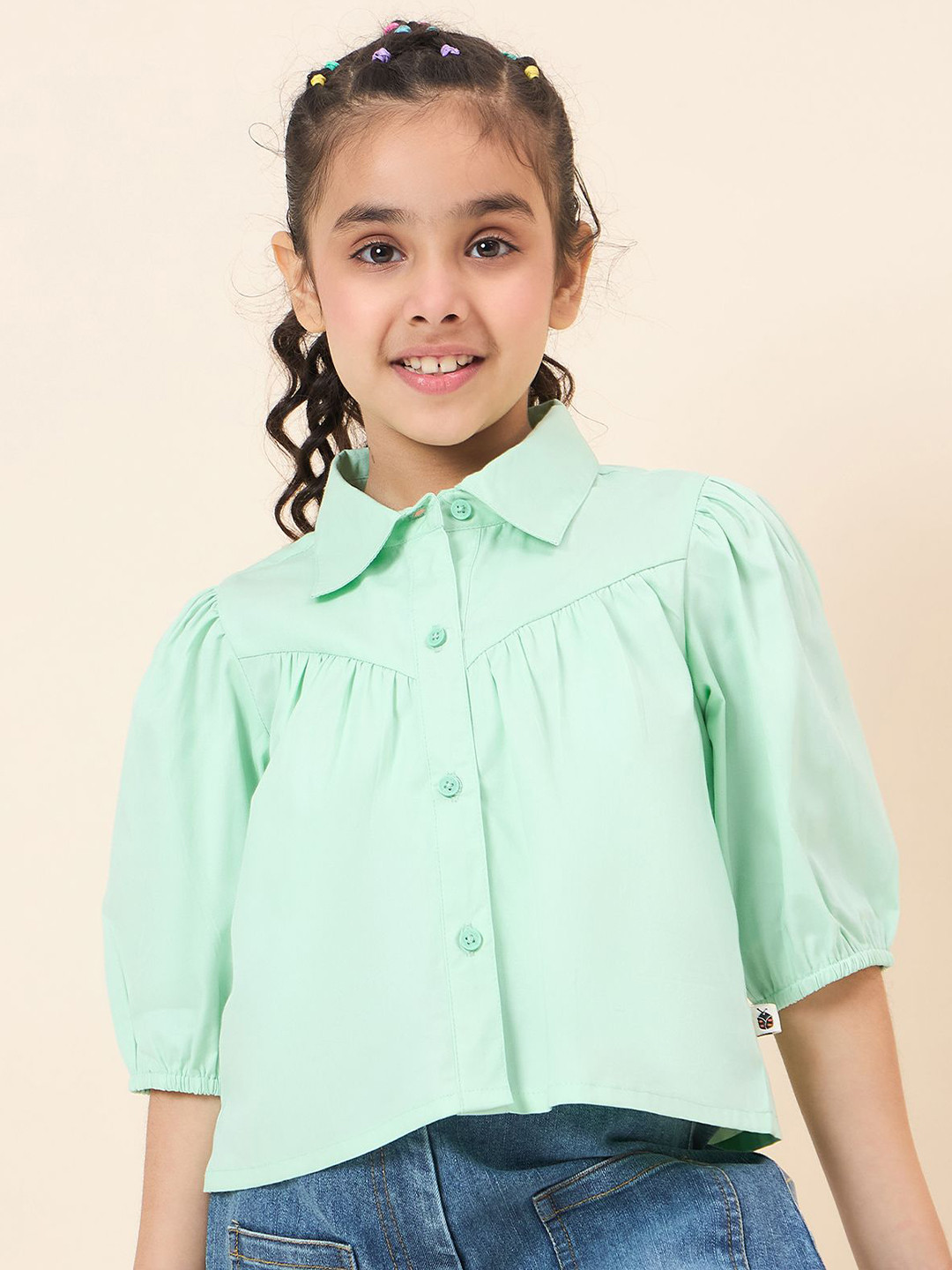 Stylo Bug Women Puff Sleeve Cotton Shirt Style Top