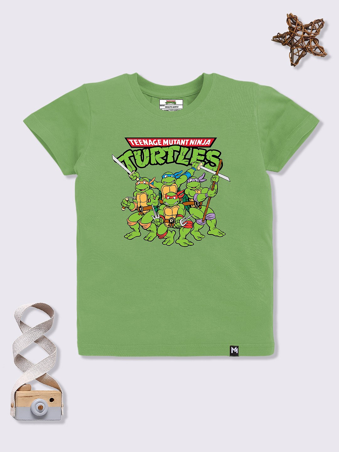 YK X Minute Mirth Boys Mutant Ninja Turtles Printed Cotton T-shirt