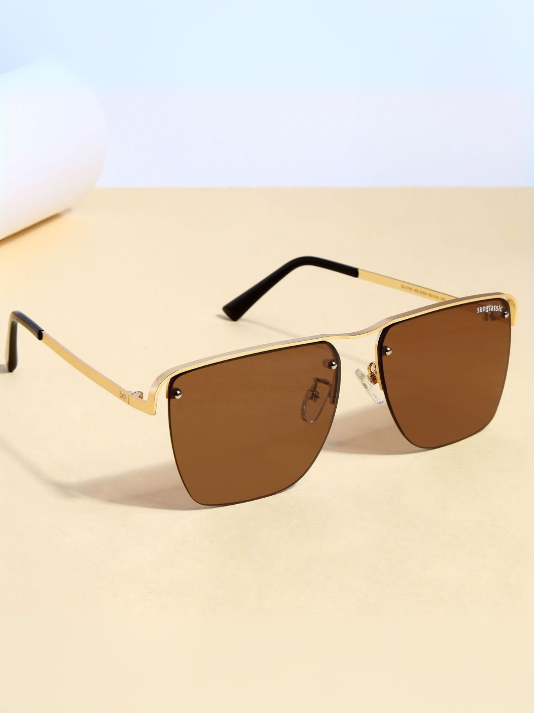 SUNGLASSIC Heldish Unisex Square Sunglasses with UV Protected Lens Heldish-Gold-Brown