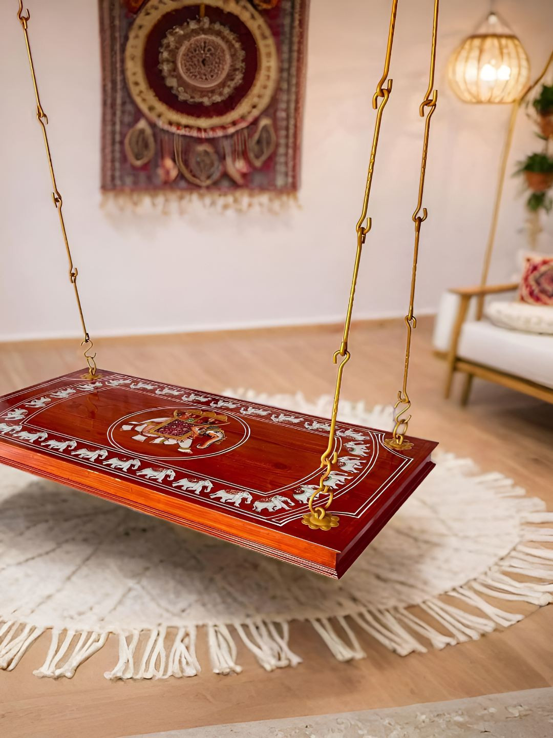 JAIRI TRADERS Brown Printed Wooden Swings