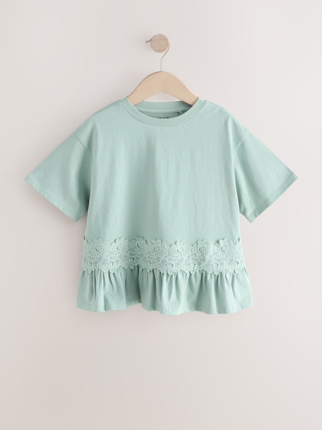 NEXT Kids Girls Lace Insert Pure Cotton Top