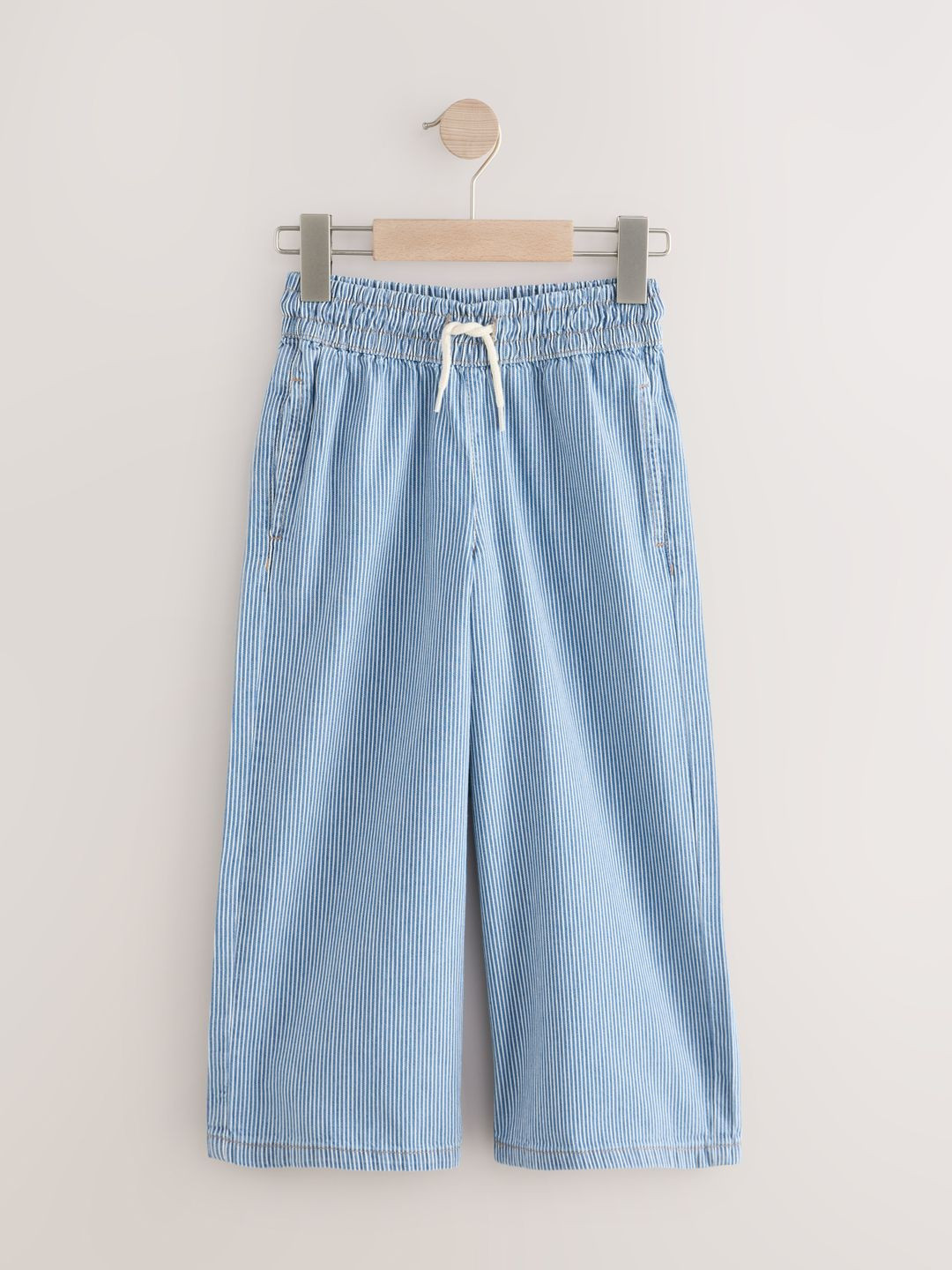 NEXT Kids Girls Wide Leg Mid-Rise Pure Cotton Jeans