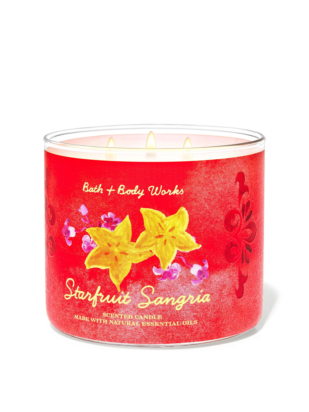 Bath & Body Works Starfruit Sangria Scented 3 Wick Floral Geometric Regular Jar Candles