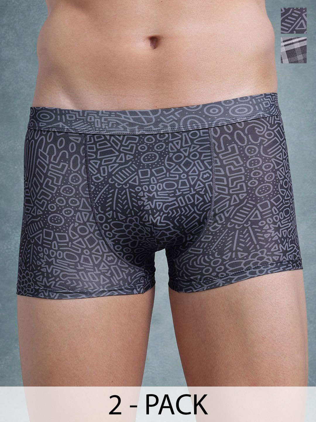 The Roadster Lifestyle Co Pack Of 2 Printed Stretchable Trunks RT1-PV-Print-R9-R11-S