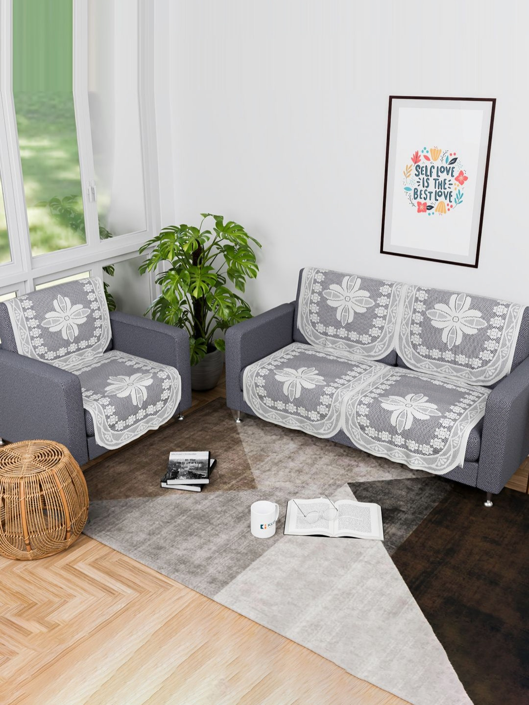 Myntra Elegant Homes White Cotton Sofa Cover