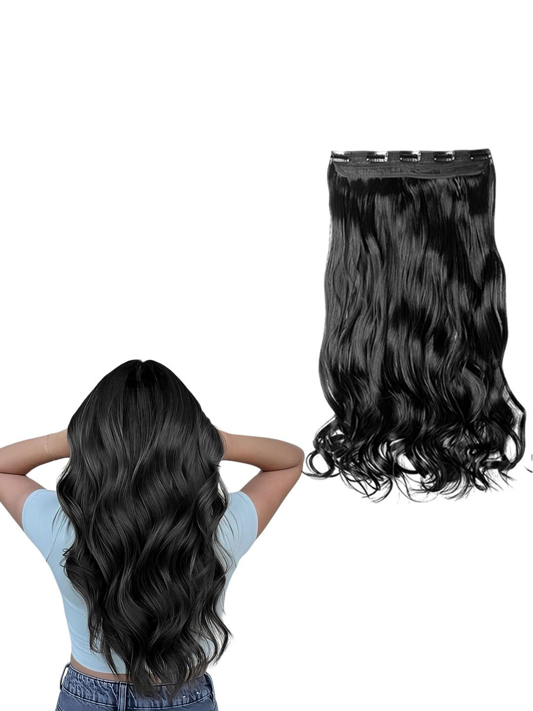 VIEWS Clip-In Wavy Hair Extension - Black - 24 Inch