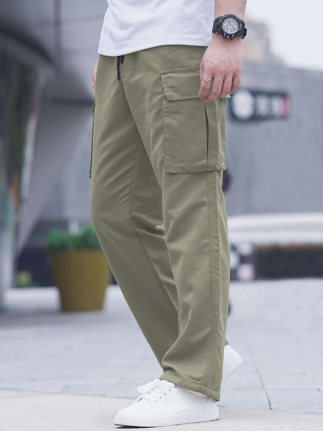 R.Code by The Roadster Life Co. Men High-Rise Cargos Trousers