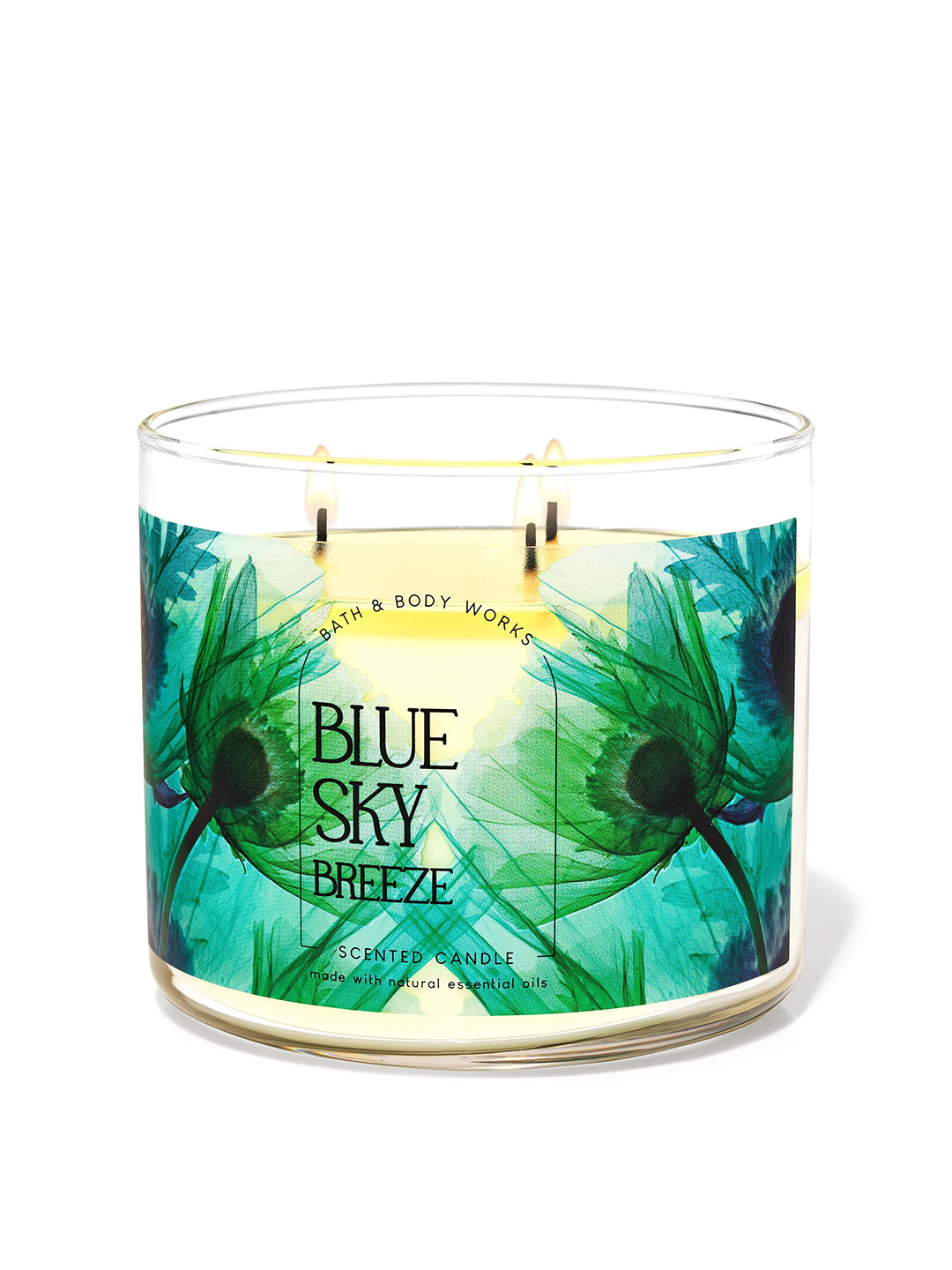 Bath & Body Works Sky Breeze 3 Wick Blue Sky Breeze Floral Geometric Regular Jar Candles