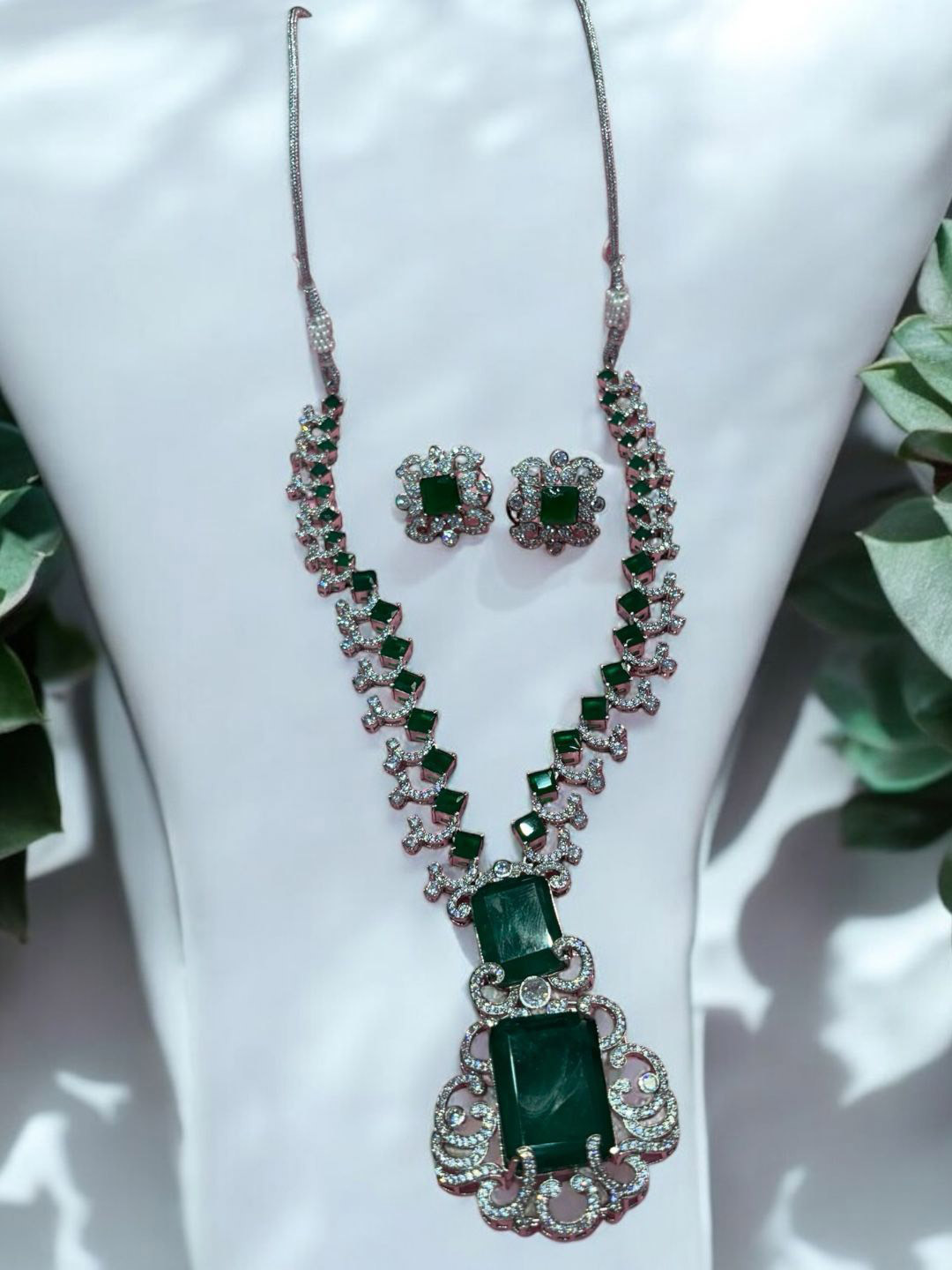 ADC SHEMONA Silver-Plated Nea American Diamond-Studded Jewellery Set