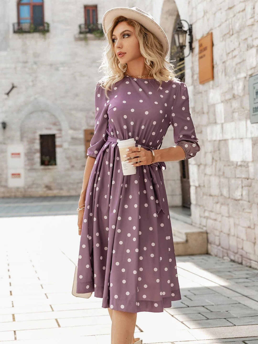 FERY LONDON Women Polka Dot Print Fit & Flare Dress