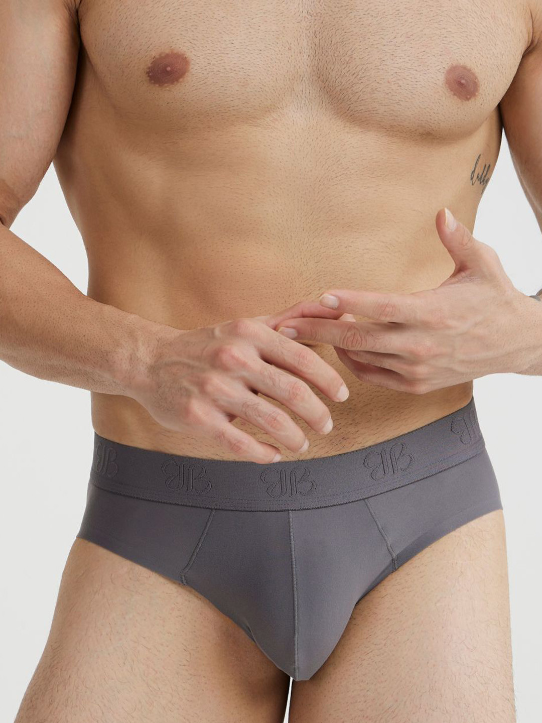 B'there Seamless Microfiber Brief U006_STORM_GREY