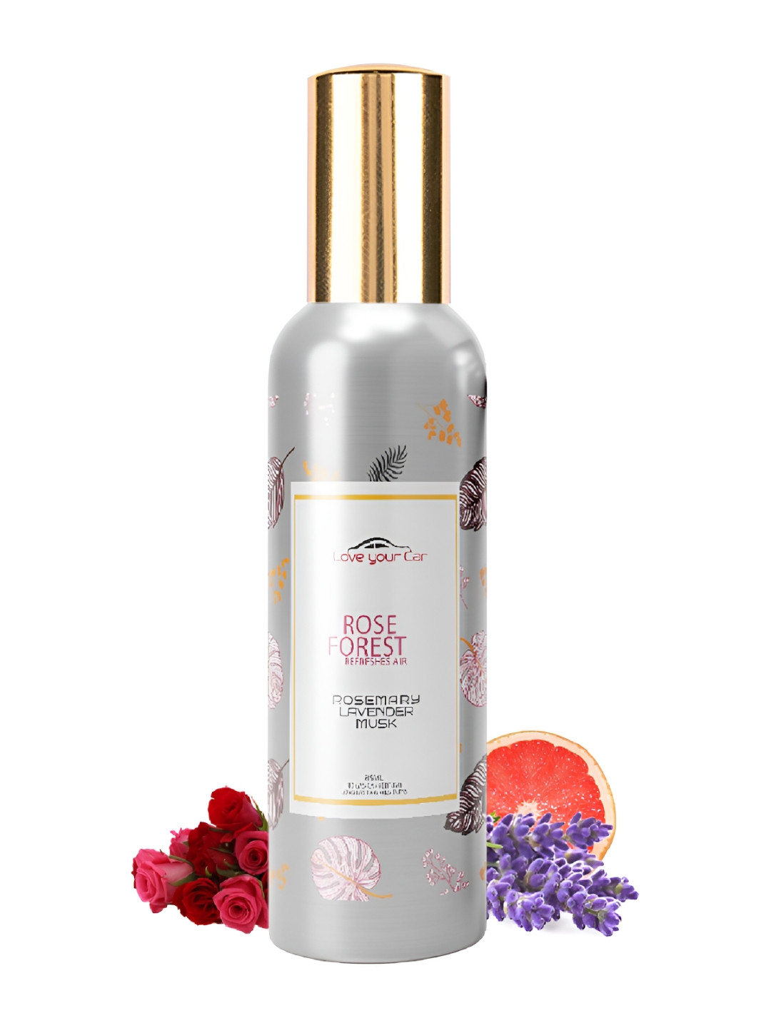 Love Your Car Grey & Yellow Rosemary Lavender Musk Long Lasting Air Freshener - 85 ml